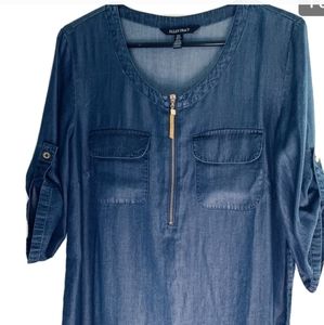 Ellen tracy chambray denim blouse top xs